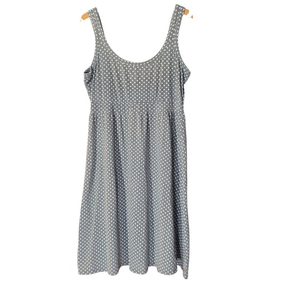 Green Cotton by Garnet Hill Dresses & Skirts - Garnet Hill Women M Dress Gray Polka Dot Sleeveless Empire Waist Green Cotton
